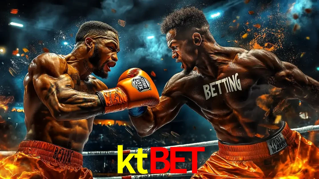Dois boxeadores em uma luta intensa e explosiva, representando a adrenalina e as oportunidades de apostas em esportes de combate disponíveis na plataforma ktbet.