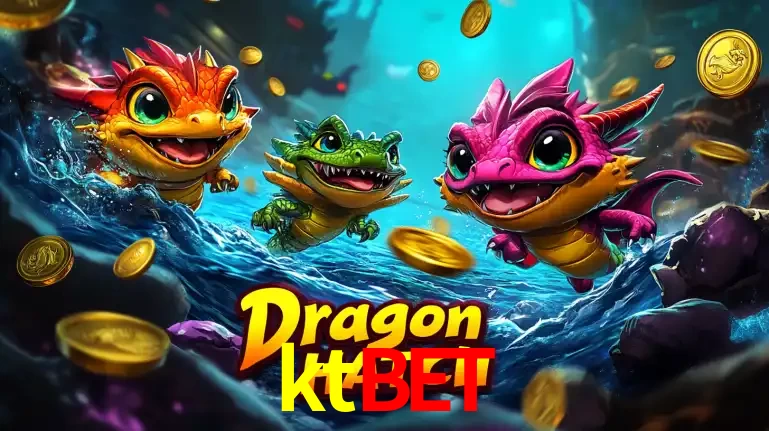 Arte promocional do jogo Dragon Hatch com três adoráveis dragões bebês nadando entre moedas de ouro, um dos slots mais divertidos para jogar no cassino ktbet.